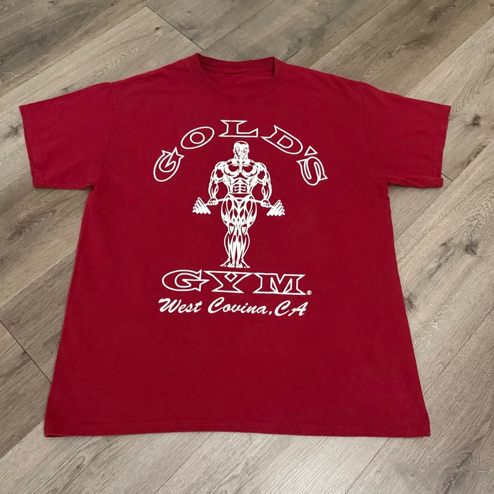 Gold's Gym West Covina CA T-Shirt Red Large Muscle Joe Bodybuilding Graphic Tee